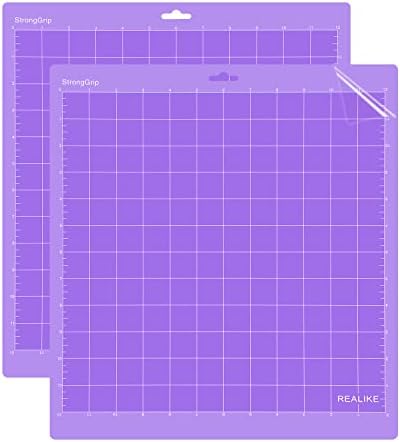REALIKE StrongGrip Cutting Mat Compatible with Cricut Maker 4/Maker 3/Maker/Explore 4/3/Air 2/Air/One, 2 Pack 12x12 Inch Purple Strong Grip Adhesive Sticky Non-Slip Cut Mat