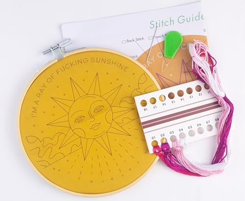 FUNATIC I'm A Ray of F'N Sunshine Funny Embroidery Kit for Adults