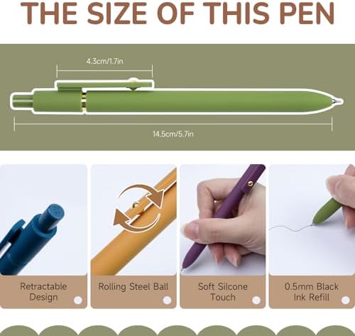 UIXJODO Gel Pens, 6 Pack Gold Retro 0.5mm Black Ink Pens Fine Point Smooth Writing Pens for School Office Supplies, Gifts for Women Girls