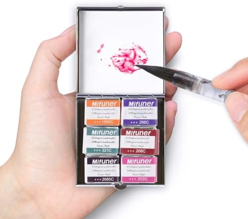 Mini Portable Handmade Artist Watercolor Paint,6 Colors Solid Watercolor