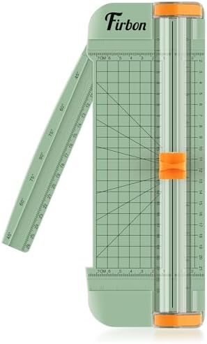 Firbon A5 Paper Cutter, Small Straight Paper Trimmer with Side Ruler | Morandi Compact Design | Cuts Photo, Cardstock, Labels & Coupons | Portable Desktop Slicer | Scrapbooking & Craft Projects