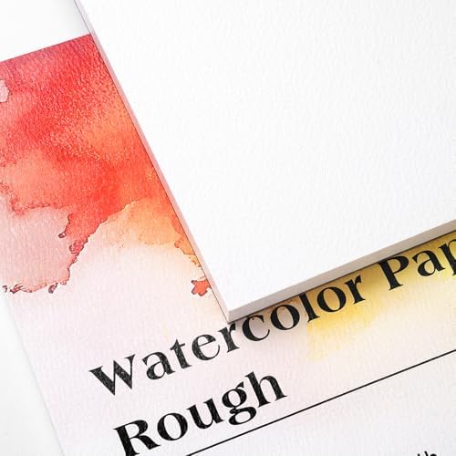 Fuumuui 7×10 Watercolor Paper Block, Textured Rough 100% Cotton Watercolor Paper, 140lb/300gsm, 22 Sheets, Acid-Free, Art Paper for Painting & Drawing, Wet, Mixed Media, Rough Grain