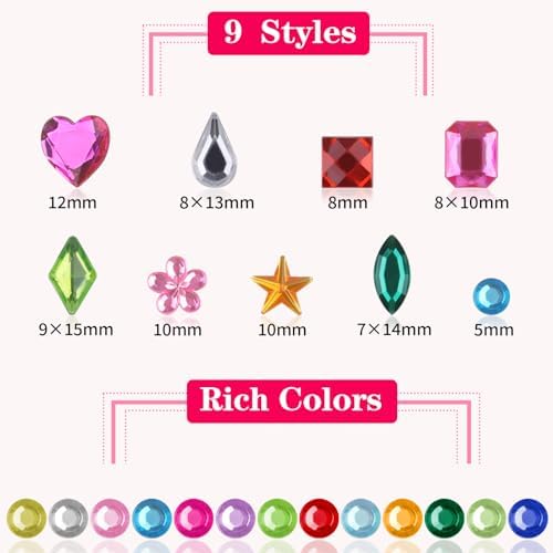 407pcs Gem Stickers, Self Adhesive Rhinestones, Stick on Jewel for Crafts