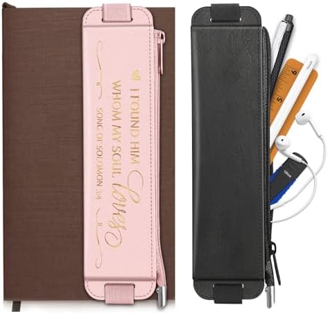 FINPAC 2-Pack Elastic Pen Holder for Notebook Leather Pen Holder