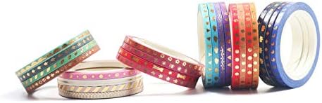 YUBBAEX 24 Rolls Skinny Washi Tape Set Gold Foil Print Decorative Tapes for Arts, DIY Crafts, Journals, Planners, Scrapbooking, Wrapping (Slim 3mm)