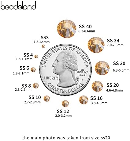 Beadsland Hotfix Rhinestones Bulk, Golden Shadow, SS16, 14400pcs