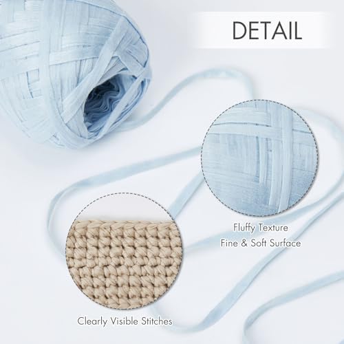NICEEC 2 Skeins Soft Tape Yarn-Misty Blue