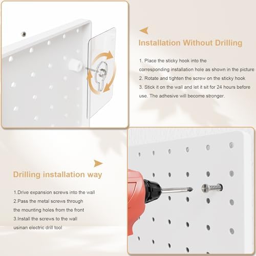 FZK Plastic Pegboard Wall Organizer Kit, 12x12, 4 Pack, White