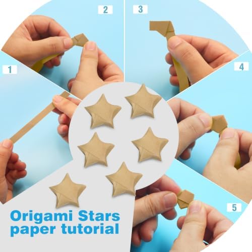 FoDau770 Solid Color Star Paper Strips - 360 Sheet, Light Brown