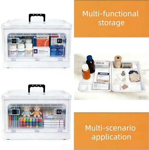 24QT Craft Storage Box with Removable Trays - Art Supply Organizer & Marker Organizer, Multi-Purpose Storage Bins with Lids for Playroom Storage, Board Game Storage & Craft Organizers and Storage