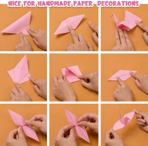 Kigeli 300 Sheet Origami Paper 6 x 6 Inch Square, Pink