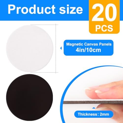 ESRICH 20Pack 4x4IN Round Mini Canvas Magnets, Small Magnetic Paint Canvas