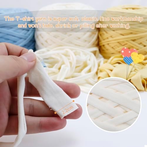 285g T-Shirt Yarn for Crocheting 109 Yards Elastic Ribbon Thick Fabric, Knitting for Crochet Bag, Blanket, Basket, DIY Projects, Home Decor (Light Gray)
