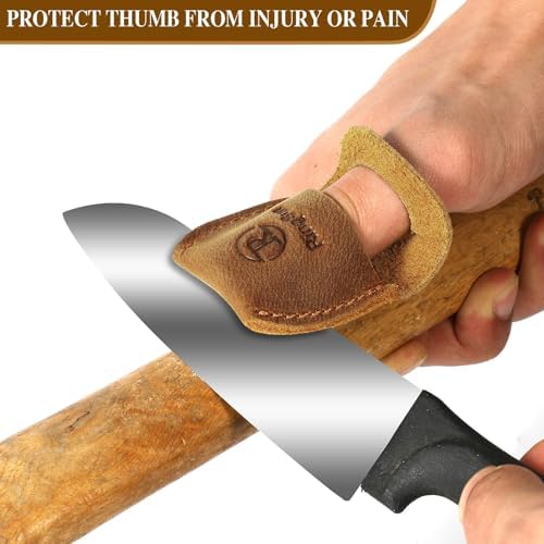 RingSun Thumb Guard Wood Carving Tools, Leather Finger Protector, Handmade Carpenter Working Carving Kit Accessories