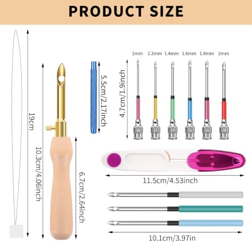 14-Piece Punch Needle Kit, Adjustable Embroidery Pen Set with Box, Pink