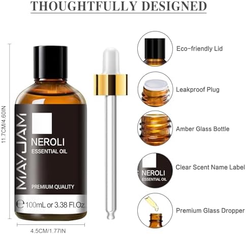 MAYJAM Neroli Essential Oil for Diffuser Soap Candle Making, 3.38FL.OZ