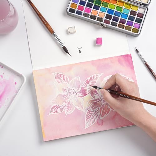 Fuumuui Watercolor Paper Block 7x10 Inch, Smooth Surface 100% Cotton Watercolor Paper, 22 Sheets, 140lb/300gsm, Hot Press, Acid-Free, Art Paper for Painting & Drawing, Wet, Mixed Media