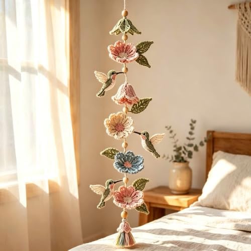 CHIANART Butterfly Garden Cascade DIY Crochet Kit, Step-by-Step Tutorials with Soft Yarn & Hook, Butterfly Garden Cascade Hanging Ornament for Windows or Bedrooms.，A