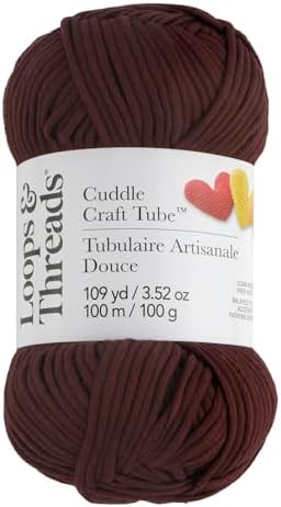Loops & Threads Cuddle Craft Tube Yarn – Medium (4) Cotton Nylon Blend, Soft Tube Yarn for Knitting, Crochet & Crafts, Ideal for Apparel, Accessories & Decor, 109 yd / 3.52 oz Skein, 8 Pack