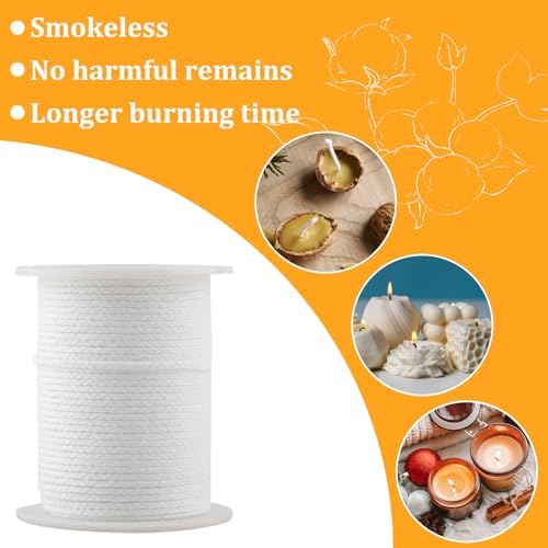 Candle Wick Kit for Candle Making,200 Ft 24 PLY Candle Wick Roll Kit, Cotton Braided Wick Spool with Candle Making Tools for Candle DIY Craft Making