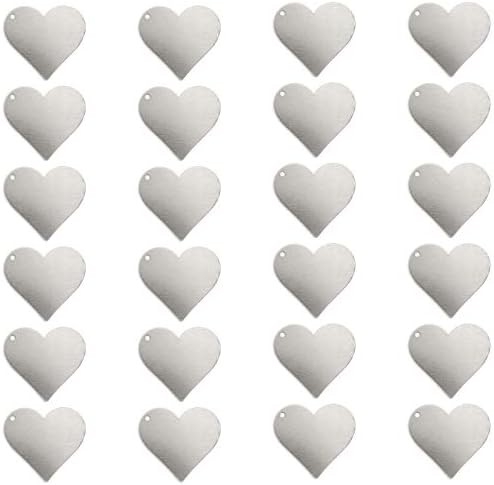 ImpressArt - Premium Metal Stamping Blanks for Metal Stamping and Jewelry Making (24 Pack) (3/4" Heart w/Hole, Aluminum)
