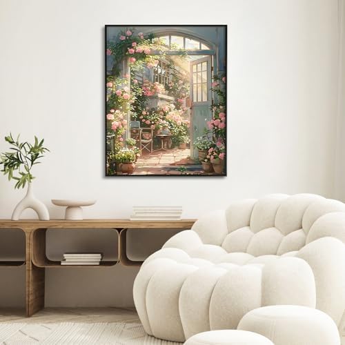 Paint by Numbers Kit for Adults, Rose Garden DIY Painting Kit, 16x20 Inch