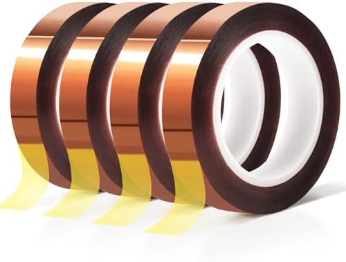 MEBMIK 4 Rolls 10mm x16m(52FT) Heat Tape High Temperature Heat Resistant Tape Heat Transfer Tape for Heat Sublimation Press Vinyl,No Residue