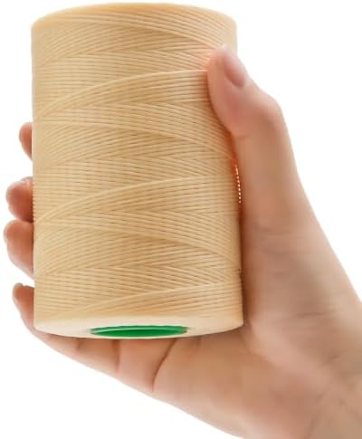 Flat Waxed Thread 0.8mm 710Yds for Leather Craft DIY Hand Sewing Projects Shoes Repair（Beige）