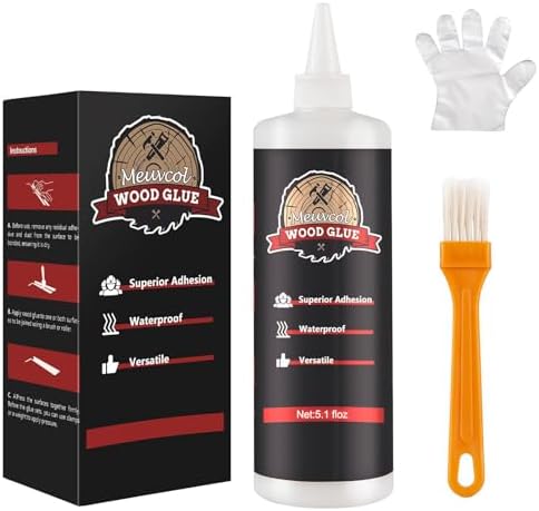 Wood Glue, Strongest Glue for Woodworking, Waterproof Clear Wood Glue for Furniture Heavy Duty, Interior & Exterior Glue for Craft, Furniture, Baseboard, Cabinet, Door