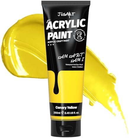 JusArt Acrylic Paint Canary Yellow Tubes 250ml (8.45 oz)