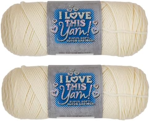 Hobby Lobby I Love This Yarn, 100% Acrylic, Ivory, Set of 2