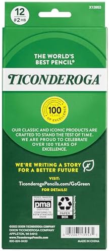 Ticonderoga Pencils, Wood-Cased Graphite, #2 HB Soft, Black (13953) (Pack of 72, 864 Count Total)