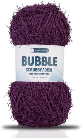 Makromecity Bubble Scrubby Yarn - 100% Premium Polyester Yarn for Crocheting and Knitting - 3.5 Oz (100g), 98 Yds (90m) - Ideal for Dishcloths, Crafting & Bath Washcloths (Plum, 1 Skein)