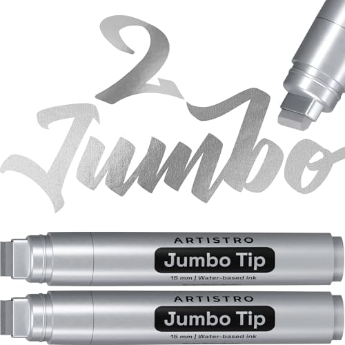 ARTISTRO Silver Acrylic Paint Markers - 15mm Jumbo-Tip - Set of 2
