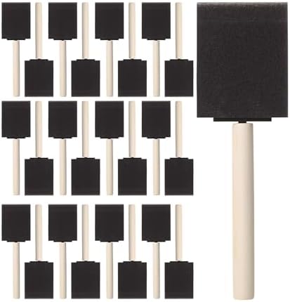 Bates- Foam Paint Brushes 2 Inch, 25 Pack, Black 2 Inch Foam Brushes for Painting with Lightweight Wooden Handles