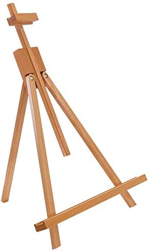 U.S. Art Supply 31" High Wood Studio Tabletop Easel - Adjustable | Artist Tripod, Holds Up to 27" Canvas, Folding A-Frame Artist Display Stand - Table Top Easel for Painting