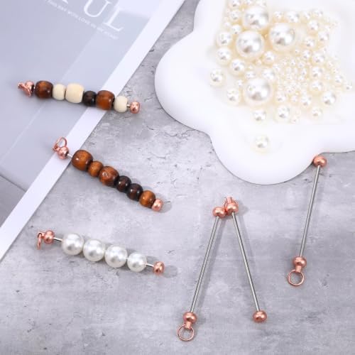 50Pcs Gold Beadable Keychain Bar, Metal Keychain Blanks Beaded Key Chain