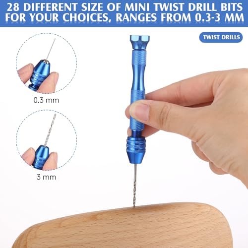 Mudder 57 Pcs Micro Drill Bits & Pin Vise Set 0.1-3mm, Blue