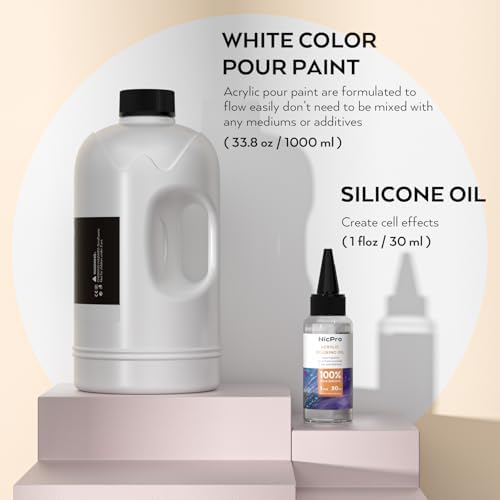 Nicpro Titanium White Color Acrylic Pour Paint, 33.8oz Pre-Mixed Pouring