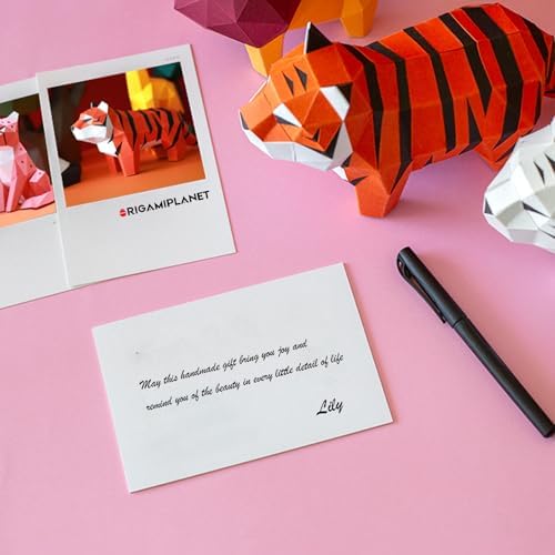 Tiger 3D Origami Paper Craft Kit, Creative Handmade Paper Sculpture Art for Home Decor, Unique Pre-Cut DIY Cute Animal Models Origmai Papercraft Set, Present for Teens & Adults