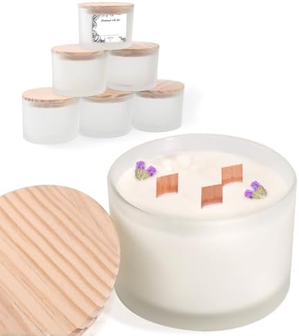6 PCS 16 oz Frosted White Glass Candle Jars - 3 Wick, Empty Candle Containers for Candle Making Supplies