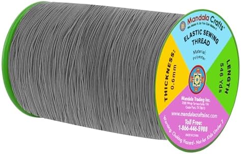 Mandala Crafts 0.6mm Charcoal Gray Shirring Sewing Elastic Thread 546 Yds