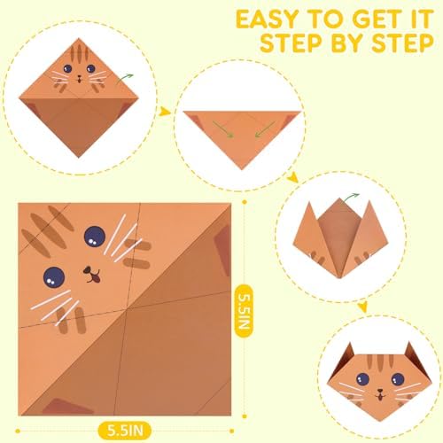Origami Paper for Kids Ages 5-8,8-12, Double Sided Origami Kit 90 Patterns, Easy Fold Beginner Set with Guide Book, Summer Indoor & Classroom Crafts /DIY Birthday Holiday Gifts for Boys Girls