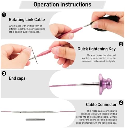 Hzkokon 2.17 Inch Short Interchangeable Knitting Needles (Pink)