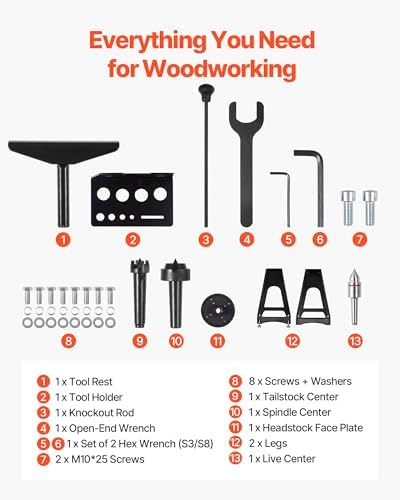 VEVOR 1.5 HP Wood Lathe, 16 x 40 in Wood Lathe Machine with 150 to 3200 RPM Variable Speed Brushless DC Motor Cast Iron Body Tool Rest for Medium to Large Projects Woodworking