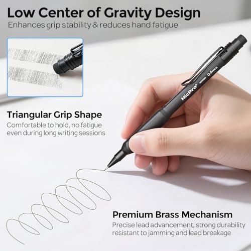 Nicpro 0.5 mm Mechanical Pencil Set with Case, 3PCS Mechanical Pencils 0.5