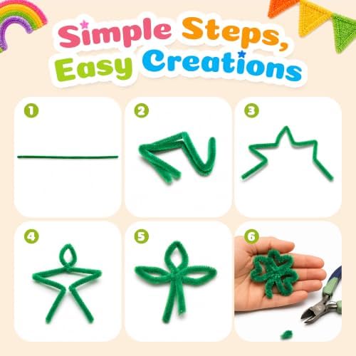 Caydo 200 Pieces Green Pipe Cleaners Craft Chenille Stems