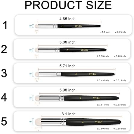 Dry Brush Miniature Painting Drybrush Set, 5 Sizes (#1, #2, #3, #4, #5) Animal Hair Brushes for Advanced & Professional Art, Black