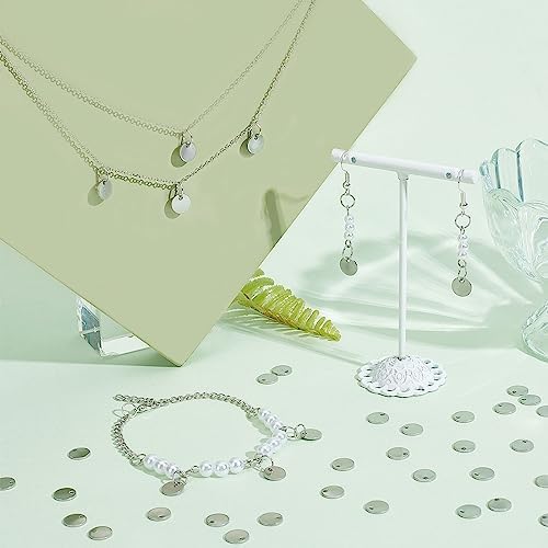 PH PandaHall 100 Pcs 304 Stainless Steel Flat Round Blank Stamping Tag Pendants Charms Diameter 8mm for Jewelry Making