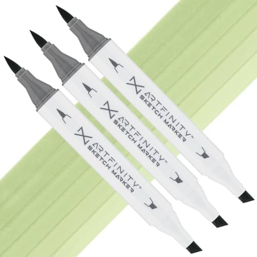 Artfinity Sketch Markers - Set of 3 - Sea Green G7-3, Vibrant, Professional, Dye-Based Alcohol Markers for Artists, Drawing, Travel, & More
